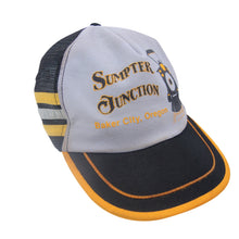 Load image into Gallery viewer, Vintage 3 Stripe Tri Bar Sumpter Junction Train Station Trucker Hat
