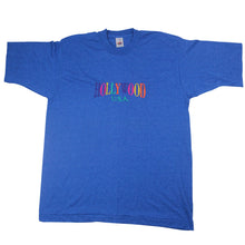 Load image into Gallery viewer, Vintage Hollywood Rainbow Spellout Embroidered T Shirt - L