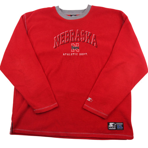 Vintage Starter Nebraska Huskers Spellout Fleece Sweater - XL