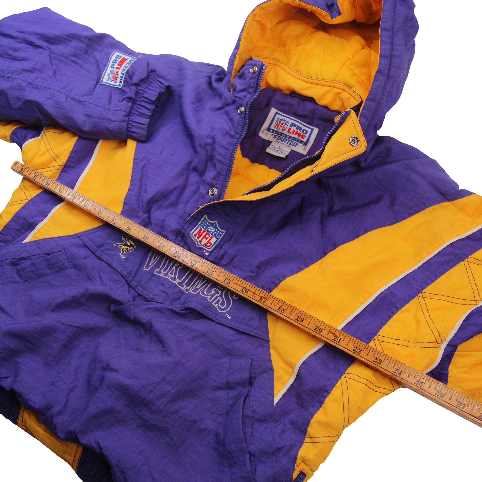 Vintage NFL Starter Minnesota Vikings Pullover Half Zip Jacket Parka Size  XL