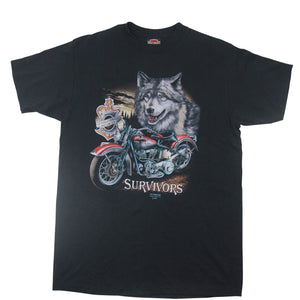 Vintage Harley Davidson 3D Emblem "Survivors" T Shirt - L