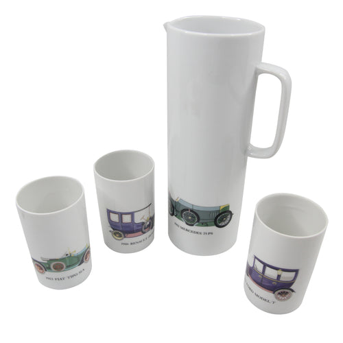 Vintage Thomas Antique Car Porcelain Pitcher Set - OS