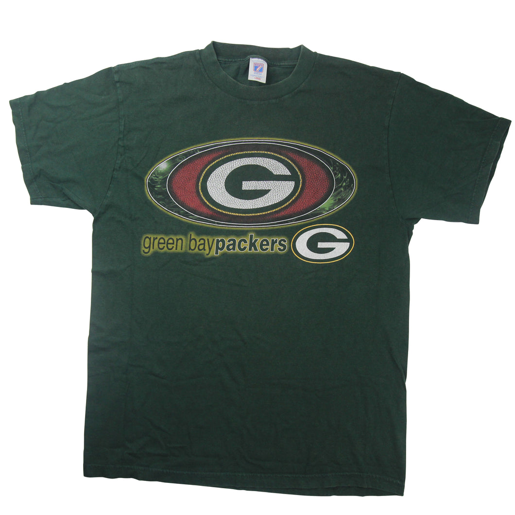 Vintage Logo 7 Green Bay Packers Graphic T Shirt - L