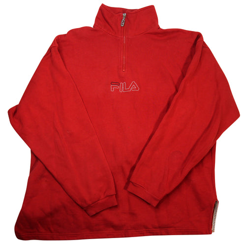 Vintage Fila Center Spellout 1/4 Zip Sweatshirt - XL