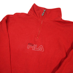 Vintage Fila Center Spellout 1/4 Zip Sweatshirt - XL