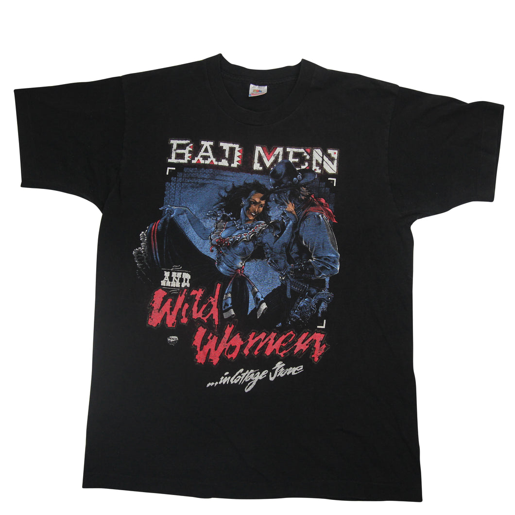 Vintage Bad Men and Wild Womens Graphic T Shirt - L