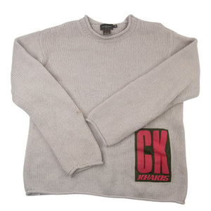 Vintage Calvin Klein Spellout Patch Wool Sweater - M