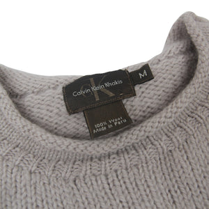 Vintage Calvin Klein Spellout Patch Wool Sweater - M