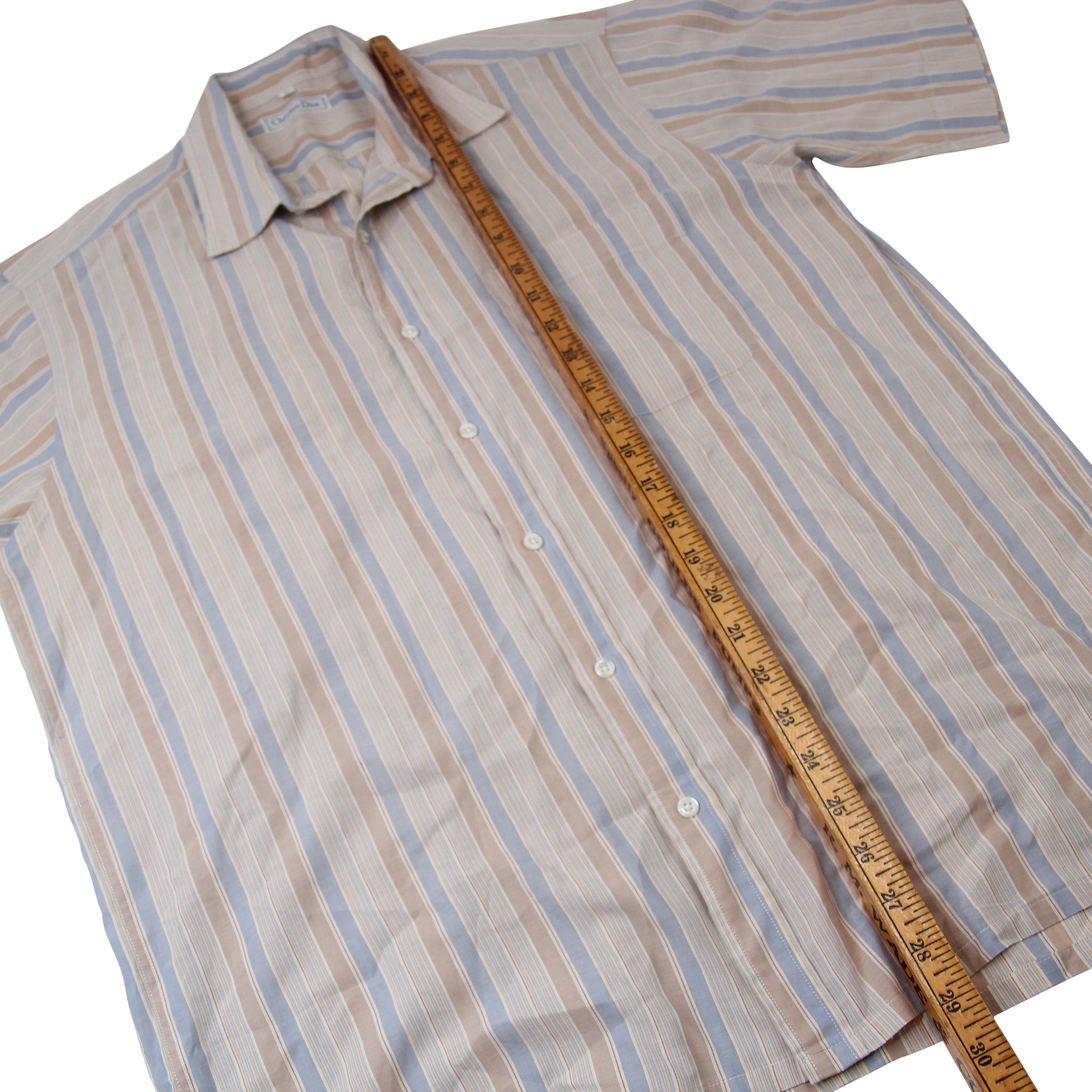 Vintage Christian Dior Sky Striped Monogram Button Up