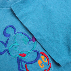 Vintage Disney Embroidered Rainbow Mickey Mouse T Shirt - S/M