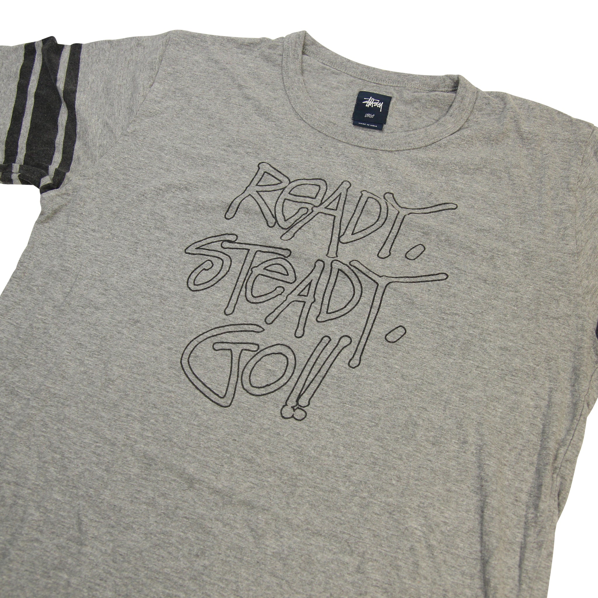 Vintage New Stussy White Grey Stay Paid Tee T-Shirt Large