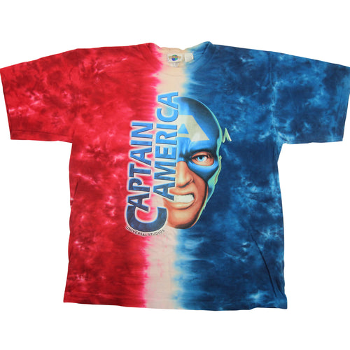 Vintage Universal Studios Captain America Tie Dye Graphic T Shirt - XL