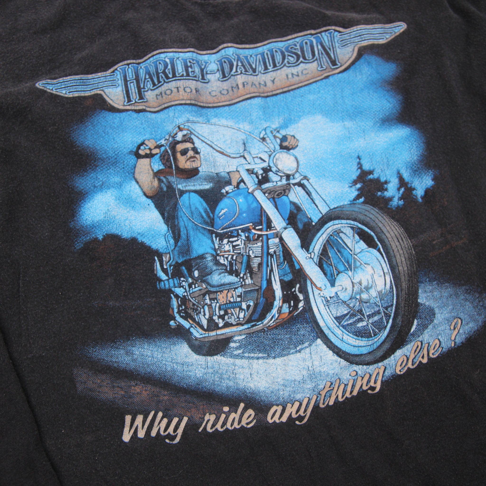Vintage Harley Davidson 3D Emblem Long Sleeve Graphic T Shirt - L