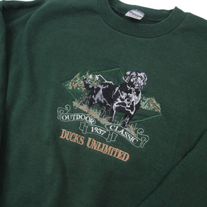 Vintage Ducks Unlimited Embroidered Black Hunting Lab Sweatshirt - XL