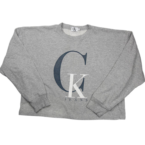 Vintage Calvin Klein Graphic Spellout Crop Top Sweatshirt