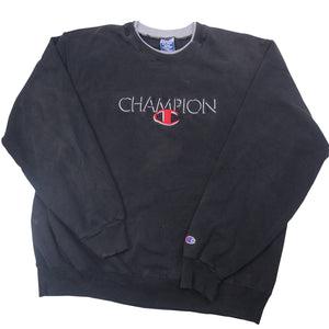 Vintage Champion Embroidered Spellout Sweatshirt - XXL