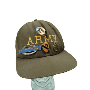Vintage Army Hat with Military Pins - OS
