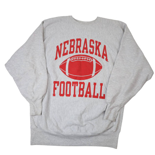 Vintage Champion University of Nebraska Football Spellout Sweatshirt - XXL