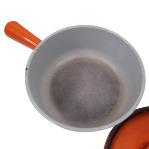 Le Creuset, Kitchen, Cousances 8 Le Creuset Cast Iron Saucepan Saute Pot Skillet  Lid Flame Orange