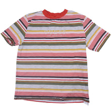 Load image into Gallery viewer, GUESS Originals Embroidered Spellout Striped T Shirt - S