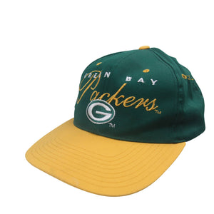 Vintage Drew Pearson Green Bay Packers Script Spellout Snapback Hat - OS