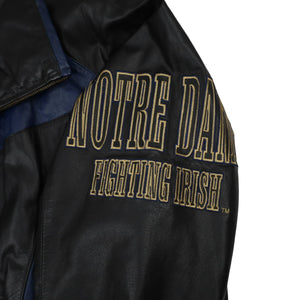 Vintage Logo Athletics Norte Dame Fighting Irish Sharktooth Leather Jacket - XL