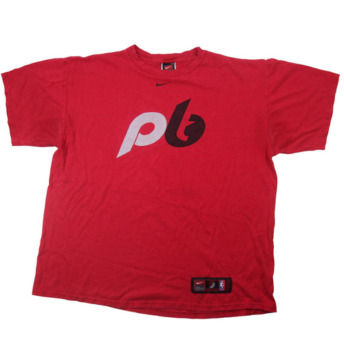 Vintage Nike Portland Blazers Spellout Graphic T Shirt - L