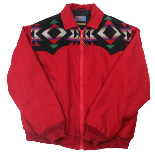 Vintage Pendleton High Grade Westernwear Aztec Print Wool Bomber Jacket - L