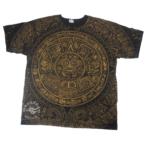 Vintage Mayan Calender Allover Graphic T Shirt - XL