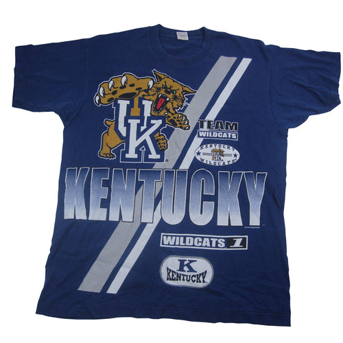 Vintage University Kentucky Wildcats Allover Print Graphic T Shirt - XL