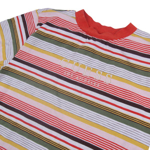 GUESS Originals Embroidered Spellout Striped T Shirt - S
