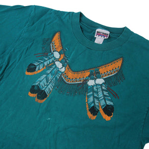 Vintage Western Feather Neck Dress Graphic T Shirt - L