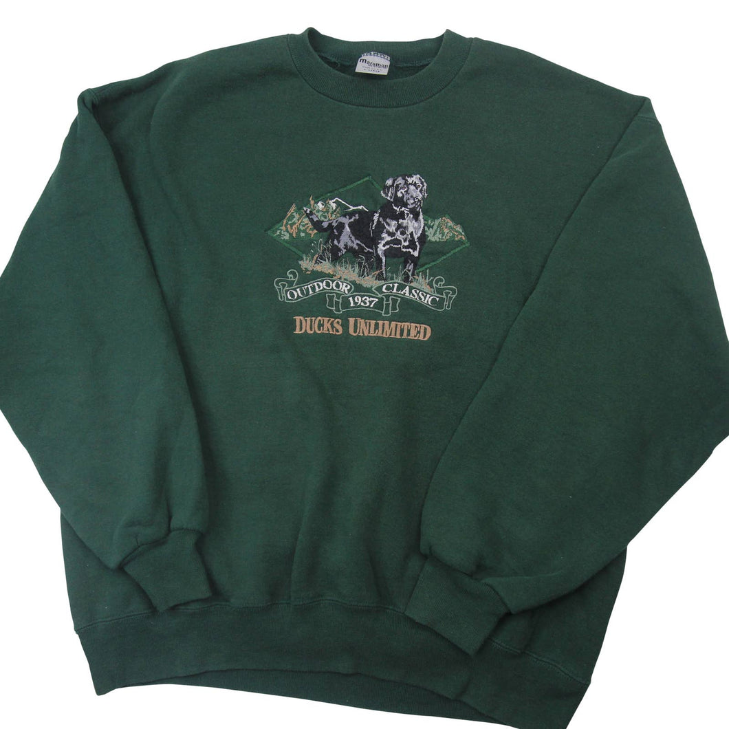 Vintage Ducks Unlimited Embroidered Black Hunting Lab Sweatshirt - XL