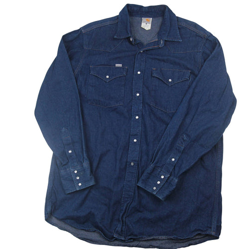 Vintage Carhartt Denim Pearl Snap Down Shirt - XL