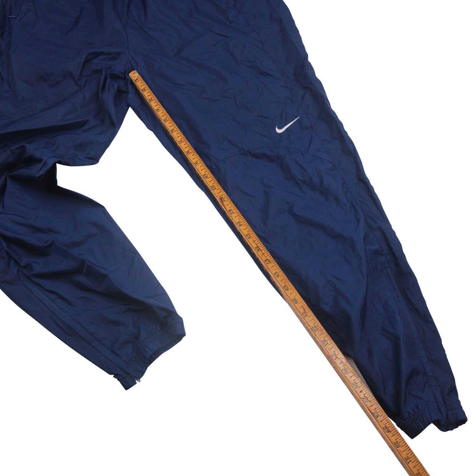 Nike Vintage 2000s Blue Striped Mini Swoosh Track Pants Womens Size Large 
