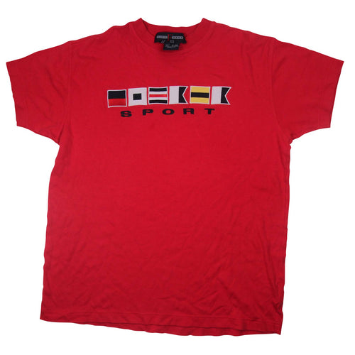 Vintage Escada Sport Sailing Flag Embroidered T Shirt - L