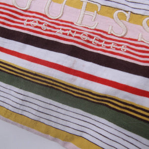 GUESS Originals Embroidered Spellout Striped T Shirt - S
